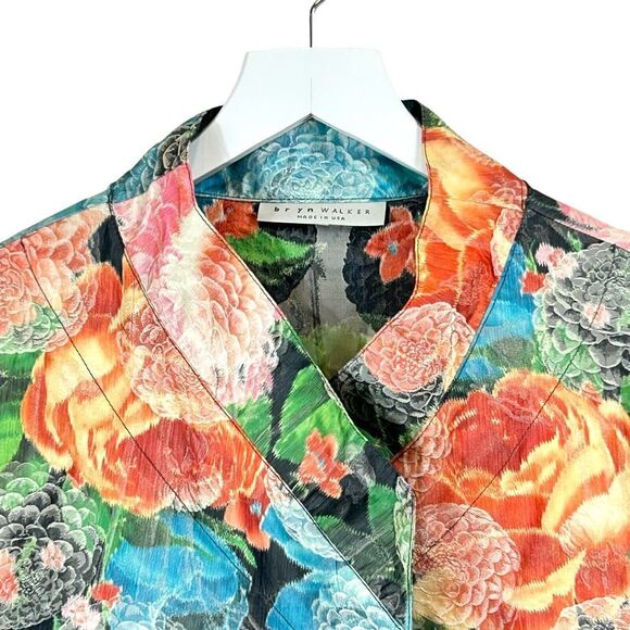 Bryn Walker Blouse Small  Multi Floral Japanese Inspired Kimono 3/4 Sleeve Boho - Picture 3 of 10